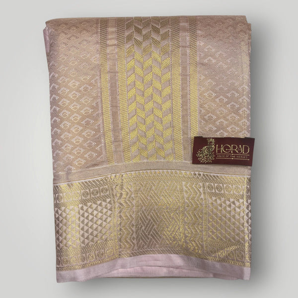 Horad Premium Art Silk Double Warp Rose Gold Shirt Material + Dhoti (2 in 1)