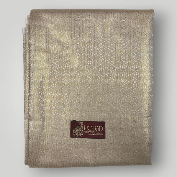 Horad Premium Art Silk Double Warp Light Gold Shirt Material + Dhoti (2 in 1)