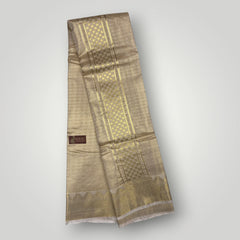 Horad Premium Art Silk Double Warp Light Gold Shirt Material + Dhoti (2 in 1)