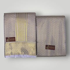 Horad Premium Art Silk lavender Double Warp Shirt Material + Dhoti (2 in 1)