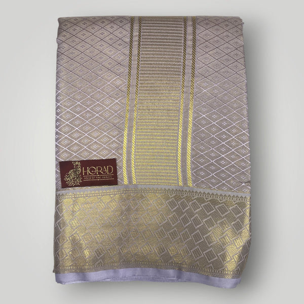 Horad Premium Art Silk lavender Double Warp Shirt Material + Dhoti (2 in 1)