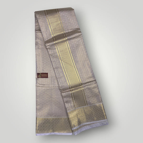 Horad Premium Art Silk lavender Double Warp Shirt Material + Dhoti (2 in 1)
