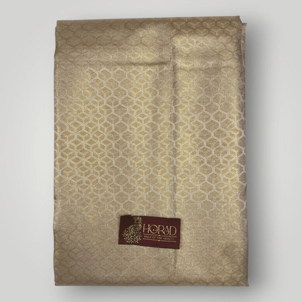 Horad Premium Art Silk Double Light Gold Emboss Warp Shirt Material + Dhoti (2 in 1)