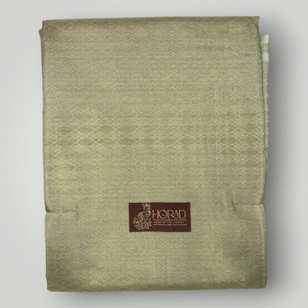 Horad Premium Art Silk Double Pista Green Emboss Warp Shirt Material + Dhoti (2 in 1)