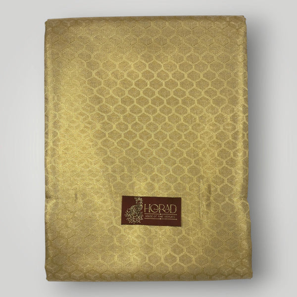 Horad Premium Art Silk Double Dark Gold Emboss Warp Shirt Material + Dhoti (2 in 1)