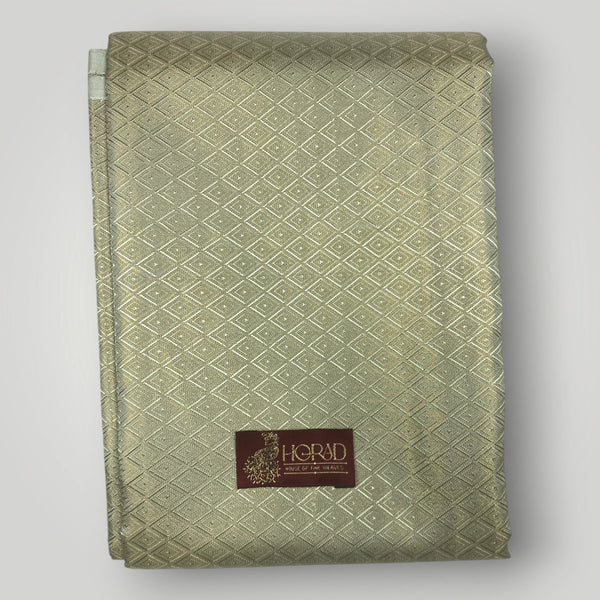 Horad Premium Art Silk Double FIR.Green Emboss Warp Shirt Material + Dhoti (2 in 1)