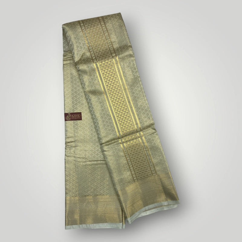 Horad Premium Art Silk Double FIR.Green Emboss Warp Shirt Material + Dhoti (2 in 1)