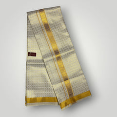 Horad Kora Cotton Tissue Big Square Emboss Light Gold Shirt+Dhoti