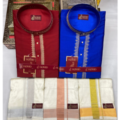 Horad Premium Art Silk Color Embroidery Kurta + Dhoti