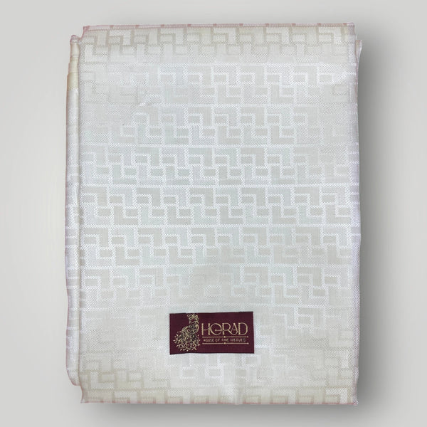 Horad Premium Art Silk Cream Emboss Shirt Material+Dhoti