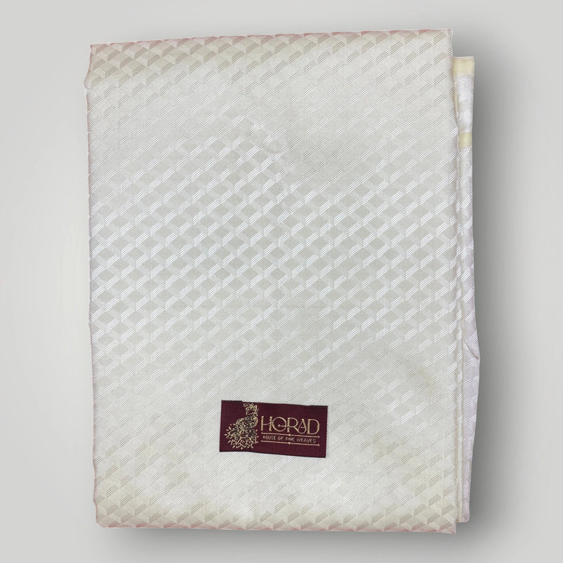 Horad Premium Art Silk Cream Emboss Shirt Material+Dhoti