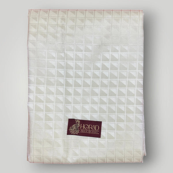 Horad Premium Art Silk Cream Emboss Shirt Material+Dhoti