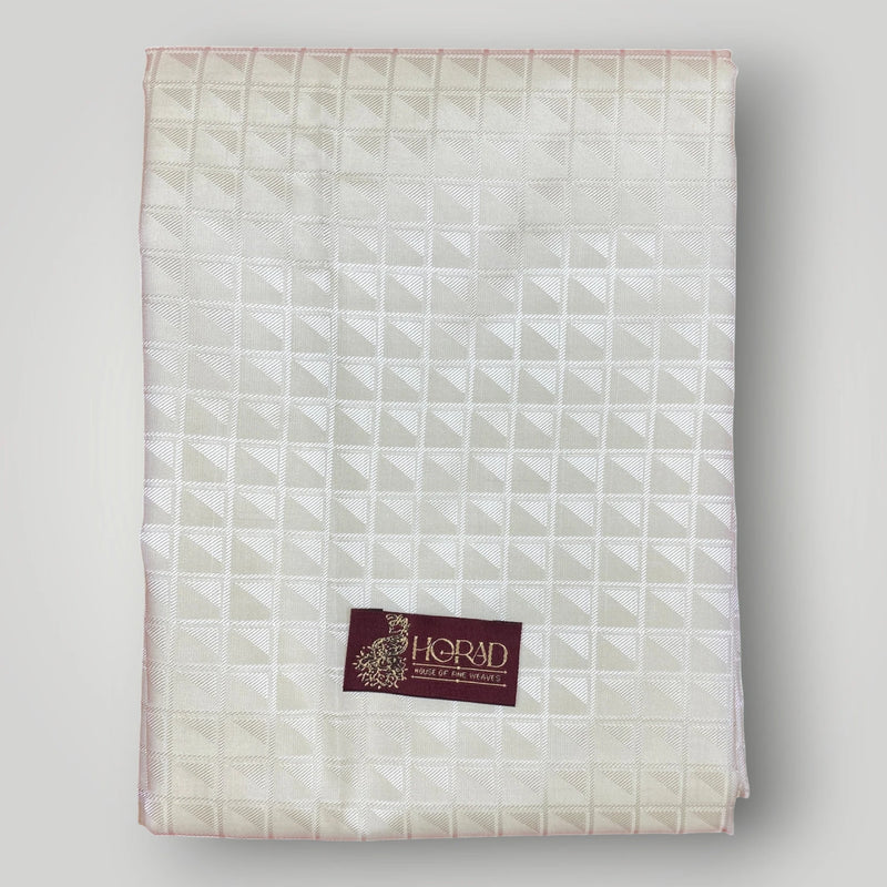 Horad Premium Art Silk Cream Emboss Shirt Material+Dhoti