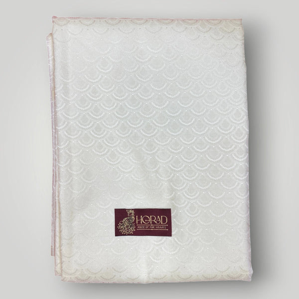 Horad Premium Art Silk Cream Emboss Shirt Material+Dhoti
