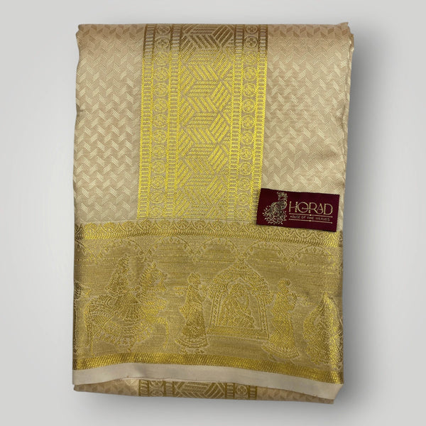 Horad Premium Art Silk Gold Emboss Shirt Material+Dhoti ( 2 in 1)