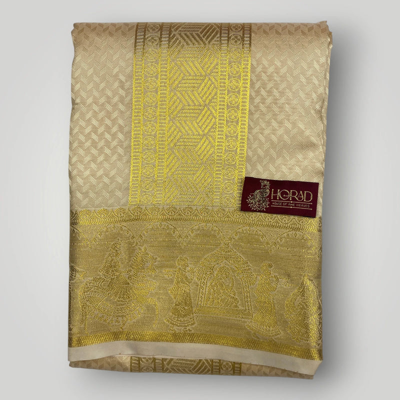 Horad Premium Art Silk Gold Emboss Shirt Material+Dhoti ( 2 in 1)