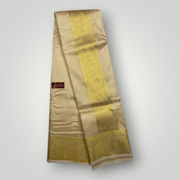 Horad Premium Art Silk Gold Emboss Shirt Material+Dhoti ( 2 in 1)