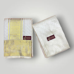 Horad Premium Art Silk Gold Emboss Shirt Material+Dhoti ( 2 in 1)