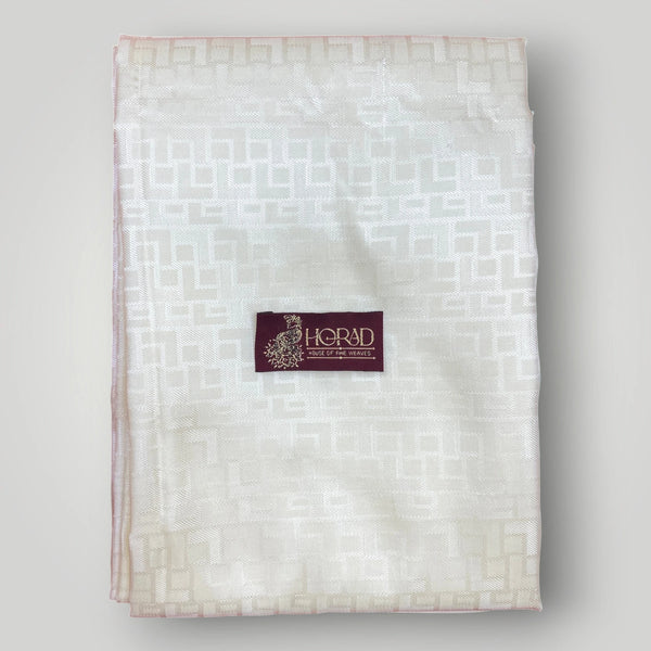 Horad Premium Art Silk Cream Emboss Shirt Material+Dhoti ( 2 in 1)