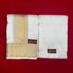 Horad Pure Silk Blend Cream Shirt Material + Dhoti ( 2 in 1 )