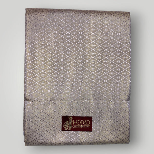 Horad Premium Art Silk Tissue Double Warp Lavender Emboss Shirt Material + Dhoti (2 in 1)