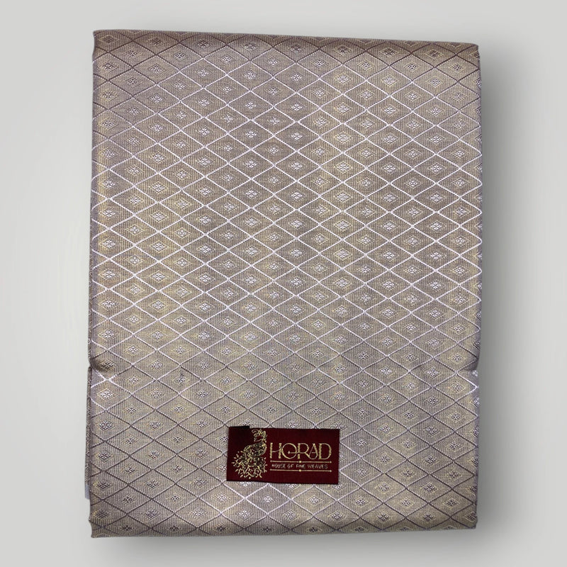 Horad Premium Art Silk Tissue Double Warp Lavender Emboss Shirt Material + Dhoti (2 in 1)