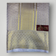 Horad Premium Art Silk Tissue Double Warp Lavender Emboss Shirt Material + Dhoti (2 in 1)