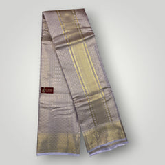 Horad Premium Art Silk Tissue Double Warp Lavender Emboss Shirt Material + Dhoti (2 in 1)
