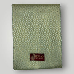 Horad Premium Art Silk Tissue Double Warp Pista Green Emboss Shirt Material + Dhoti (2 in 1)