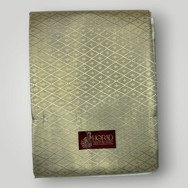 Horad Premium Art Silk Tissue Double Warp FIR.Green Emboss Shirt Material + Dhoti (2 in 1)