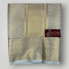 Horad Premium Art Silk Tissue Double Warp FIR.Green Emboss Shirt Material + Dhoti (2 in 1)