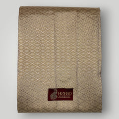 Horad Premium Art Silk Tissue Double Warp Light Gold Emboss Shirt Material + Dhoti (2 in 1)
