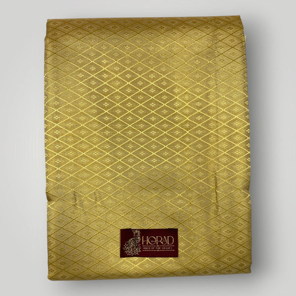 Horad Premium Art Silk Tissue Double Warp Dark Gold Emboss Shirt Material + Dhoti (2 in 1)