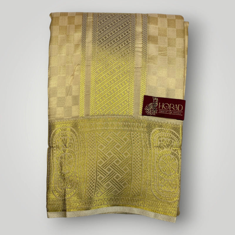 Horad Premium Art Silk Gold Emboss Shirt Material+Dhoti ( 2 in 1)