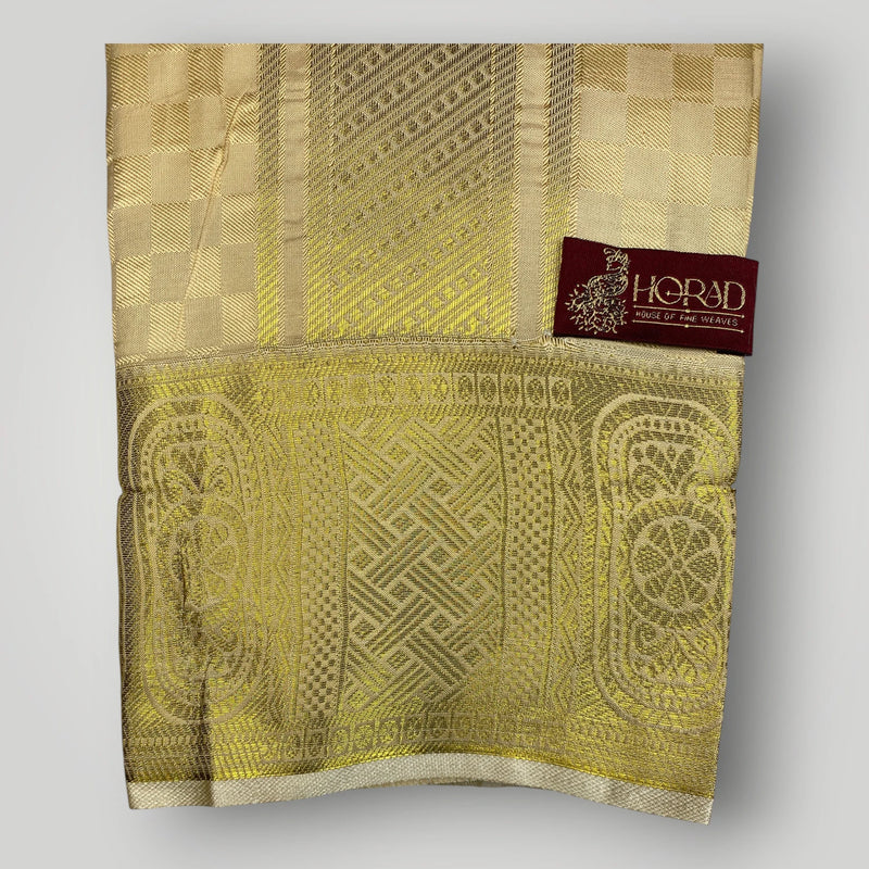 Horad Premium Art Silk Gold Emboss Shirt Material+Dhoti ( 2 in 1)
