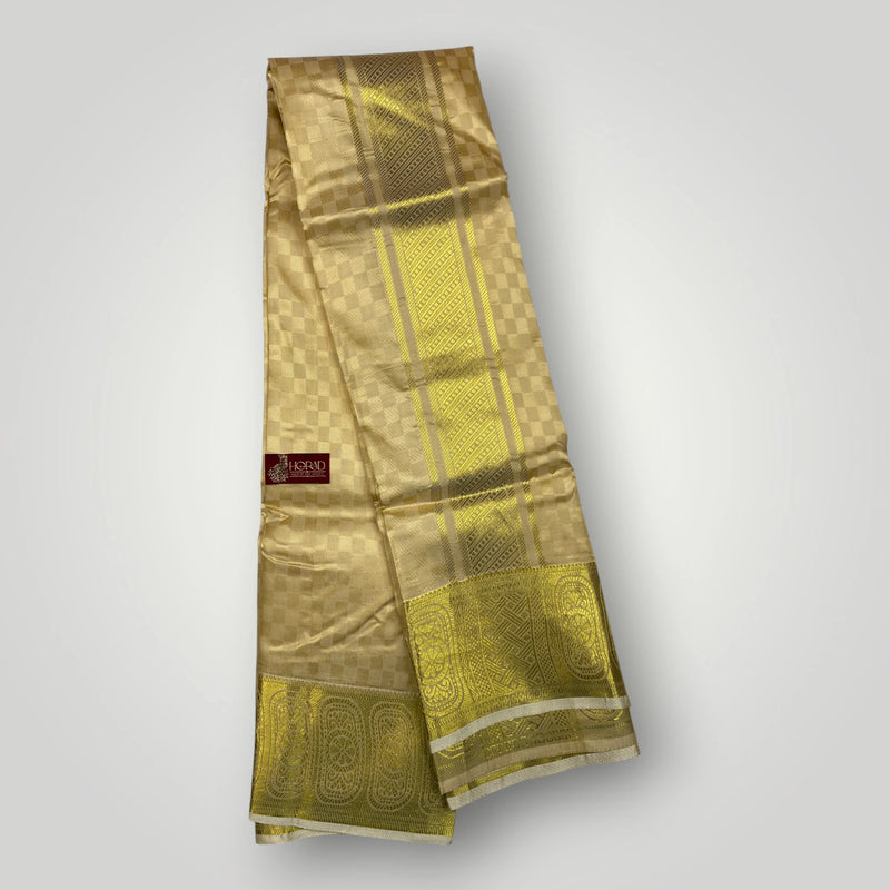 Horad Premium Art Silk Gold Emboss Shirt Material+Dhoti ( 2 in 1)