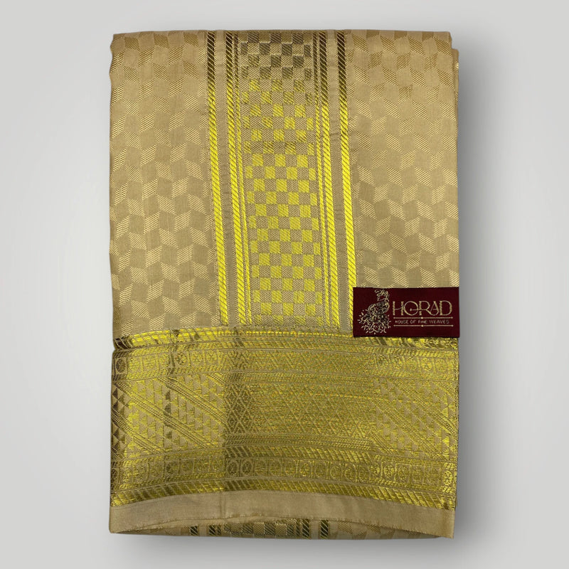 Horad Premium Art Silk Gold Emboss Shirt Material+Dhoti ( 2 in 1)