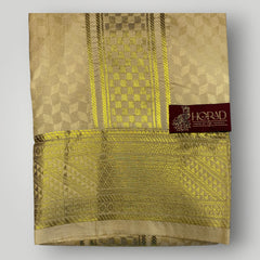 Horad Premium Art Silk Gold Emboss Shirt Material+Dhoti ( 2 in 1)