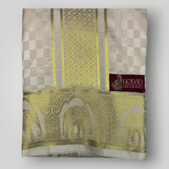 Horad Premium Art Silk Gold Emboss Shirt Material+Dhoti ( 2 in 1)