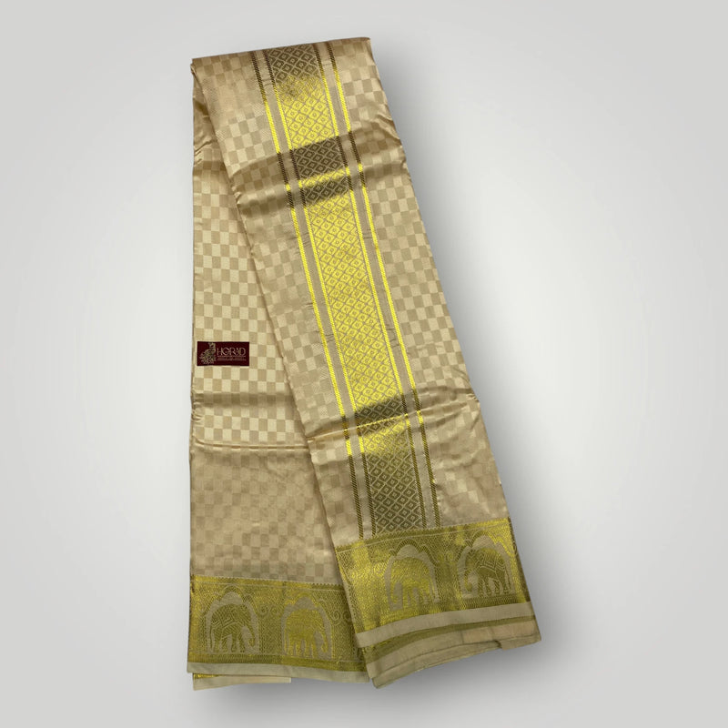 Horad Premium Art Silk Gold Emboss Shirt Material+Dhoti ( 2 in 1)