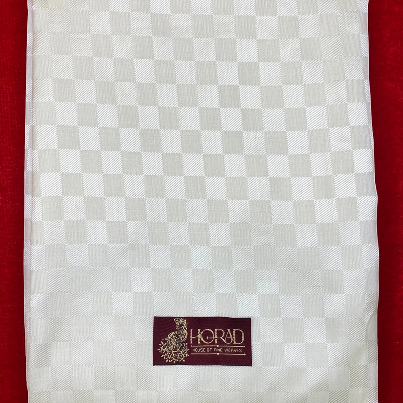 Horad Premium Art Silk Cream Emboss Shirt Material+Dhoti ( 2 in 1)