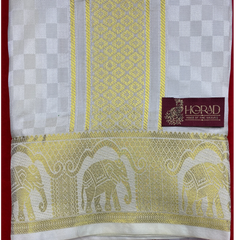 Horad Premium Art Silk Cream Emboss Shirt Material+Dhoti ( 2 in 1)
