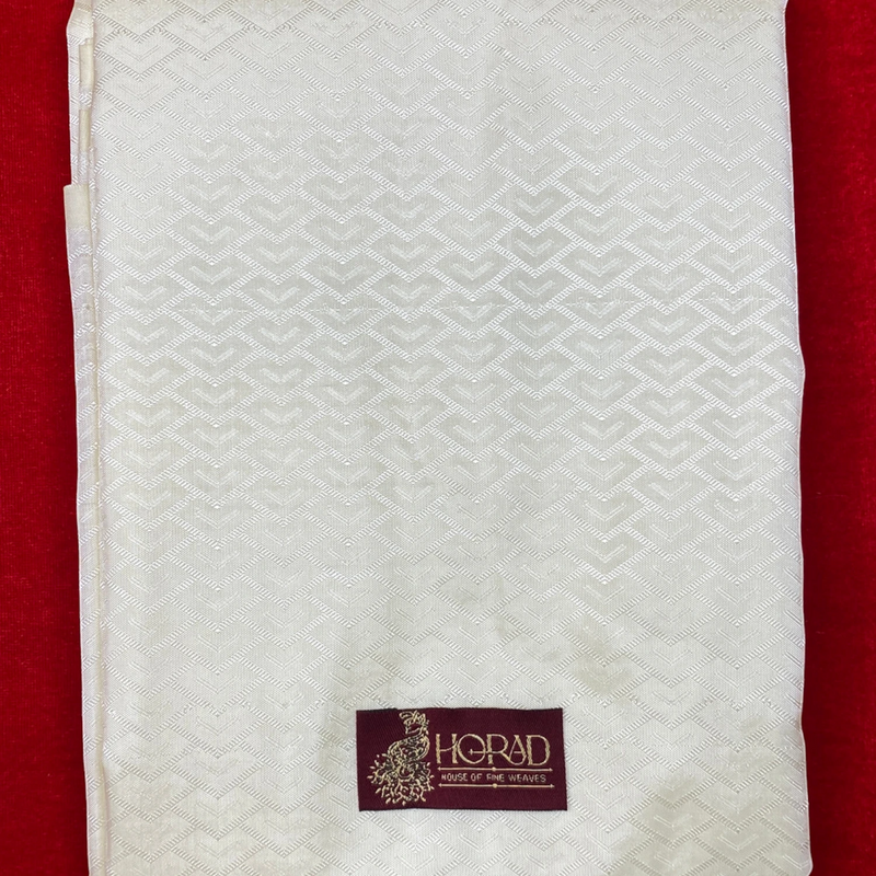 Horad Premium Art Silk Cream Emboss Shirt Material+Dhoti ( 2 in 1)