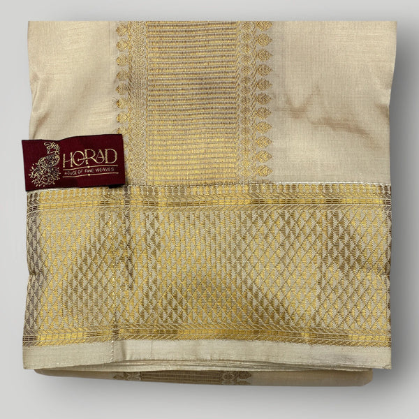 Horad Pure Silk Blend Gold Shirt Material + Dhoti ( 2 in 1 )