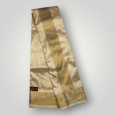 Horad Pure Silk Blend Gold Peacock Border Shirt Material + Dhoti ( 2 in 1 )