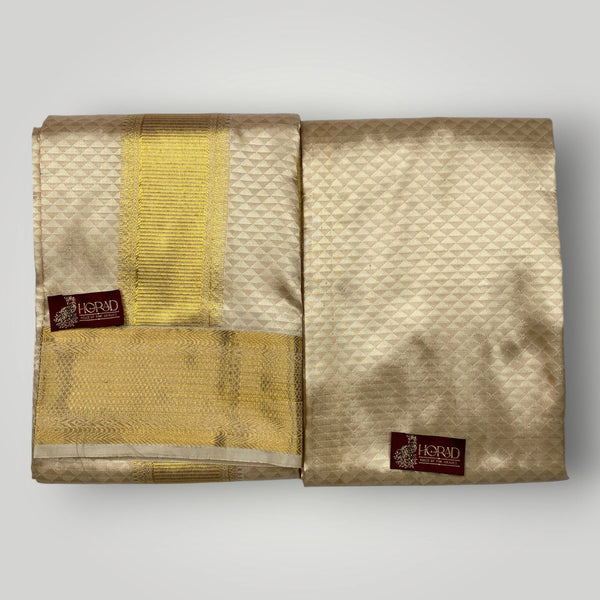 Horad Pure Silk Blend Gold Emboss Shirt Material + Dhoti