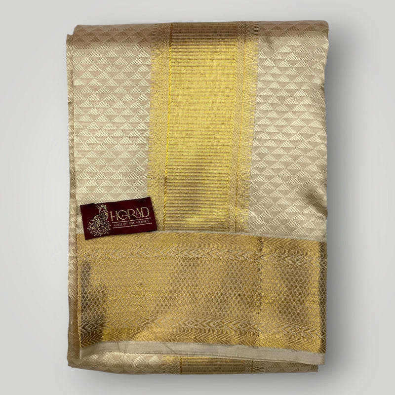 Horad Pure Silk Blend Gold Emboss Shirt Material + Dhoti