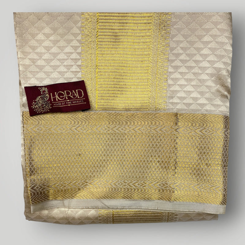 Horad Pure Silk Blend Gold Emboss Shirt Material + Dhoti
