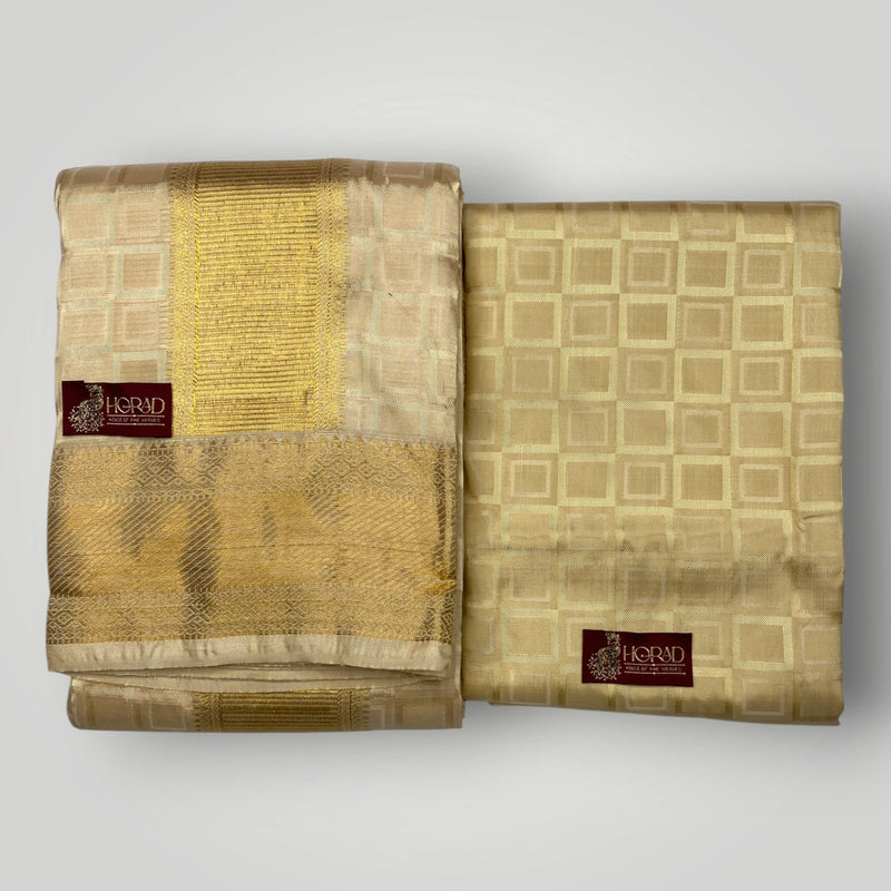 Horad Pure Silk Blend Gold Emboss Shirt Material + Dhoti ( 2 in 1 )