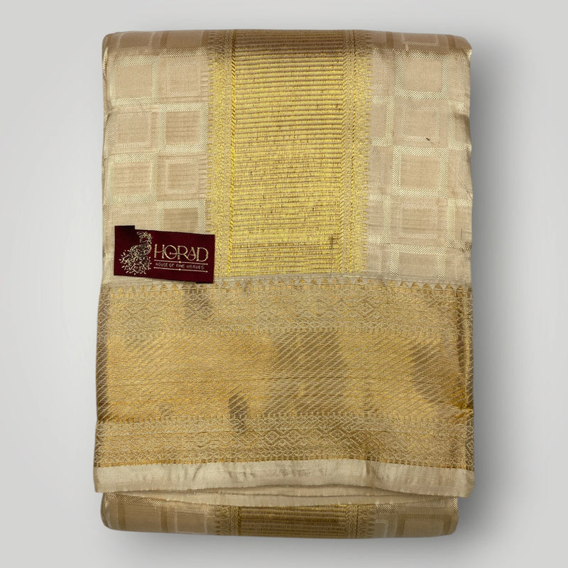 Horad Pure Silk Blend Gold Emboss Shirt Material + Dhoti ( 2 in 1 )